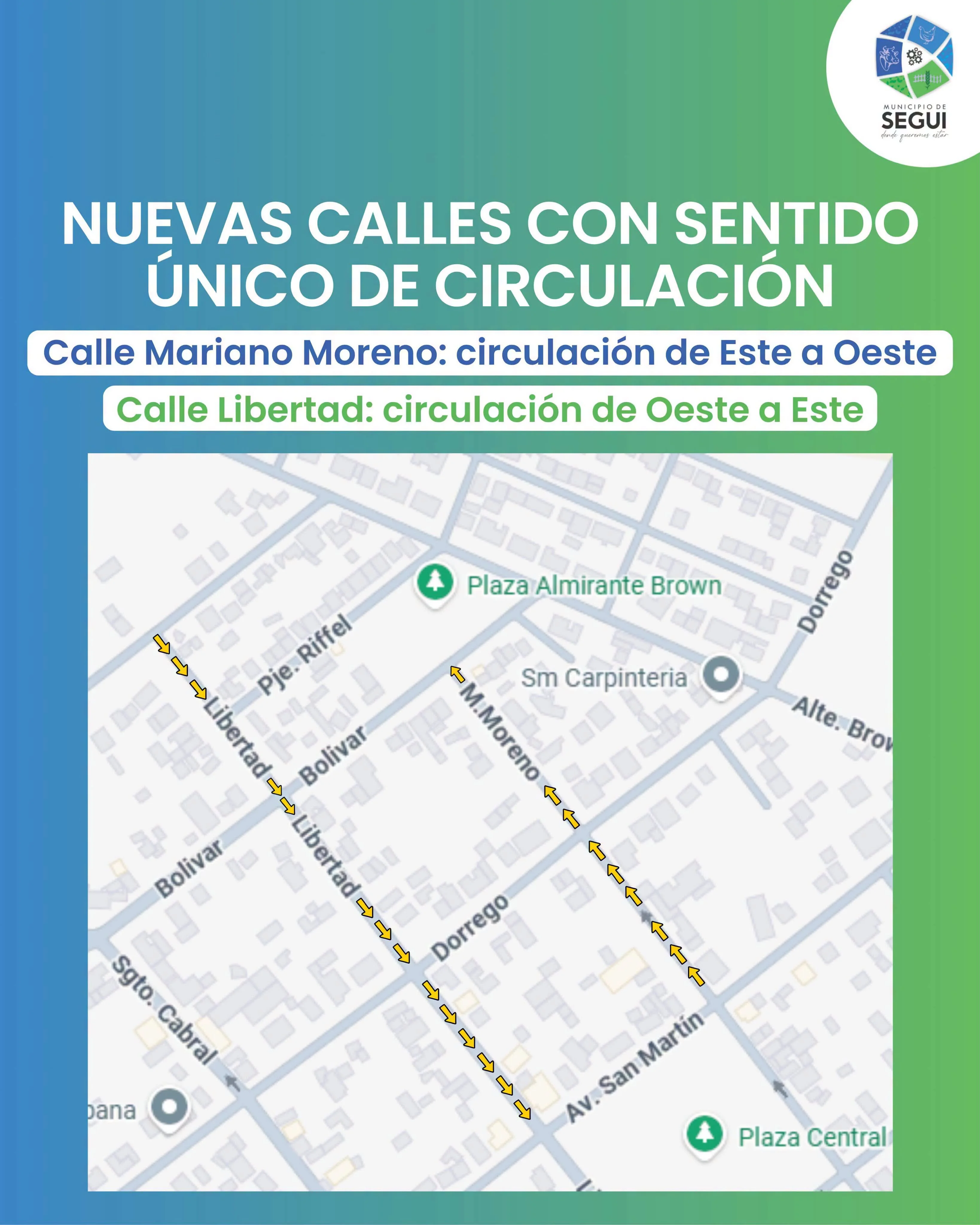 Nuevos sentidos de circulación en Seguí